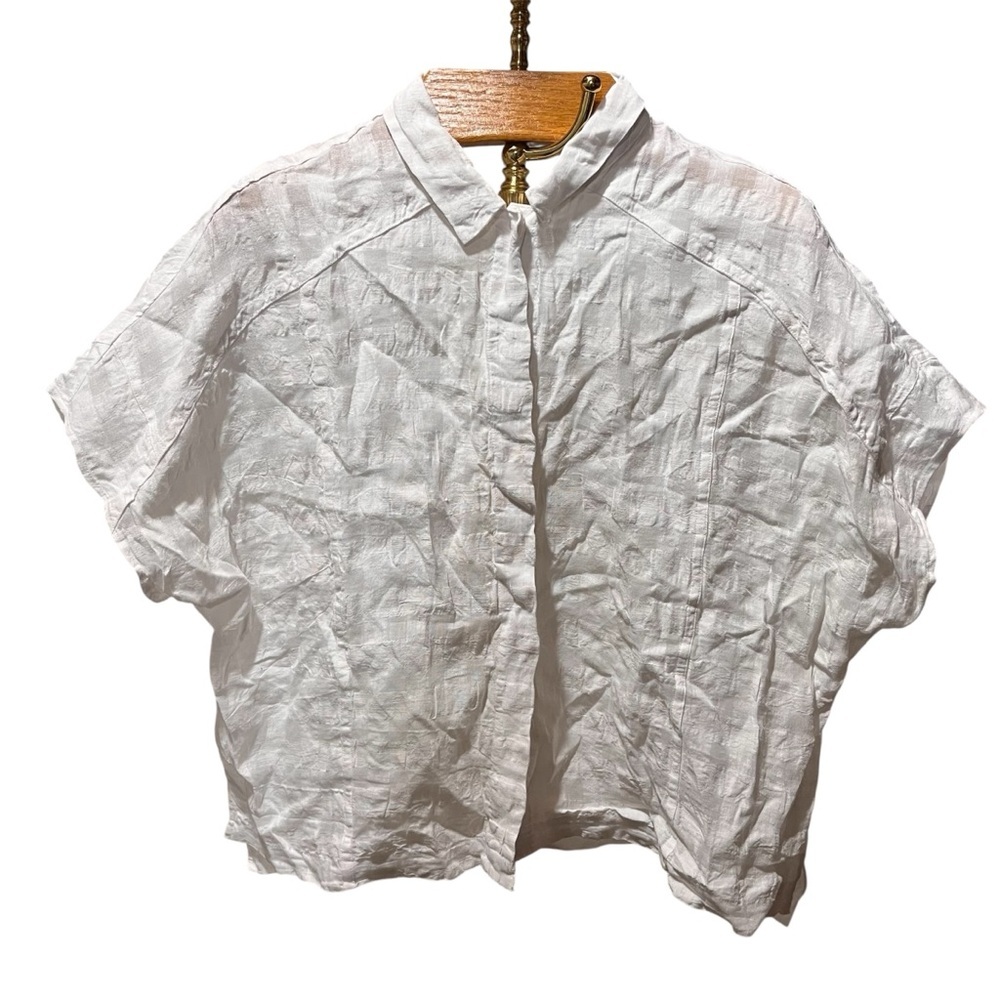 Poetry White Linen Blend Button Down Shirt Boxy 8